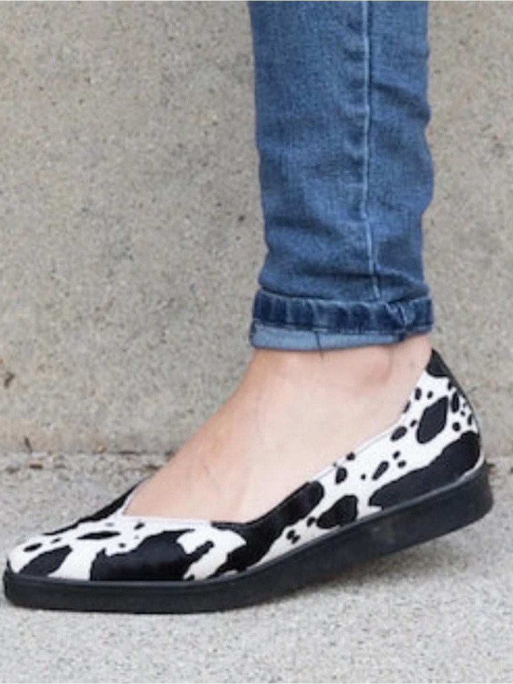 Wrapton On Point Palomino Calf Hair Flats EU 38.5 Brown White Cow Print